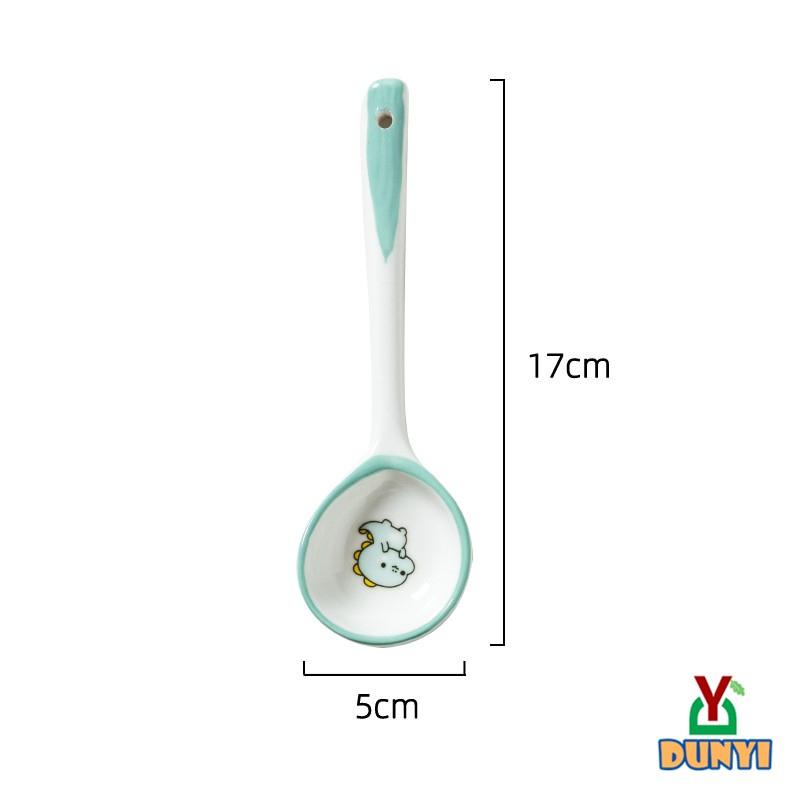 【惇毅本舖】手繪陶瓷湯匙 日式湯勺 簡約湯匙 加大勺頭 加長手柄-細節圖7