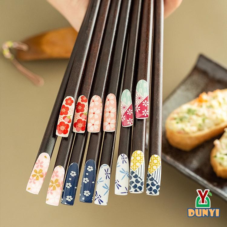 【惇毅本舖】日式尖嘴木筷 指甲彩繪實木筷 鐵木材質筷 高貴質感-細節圖6
