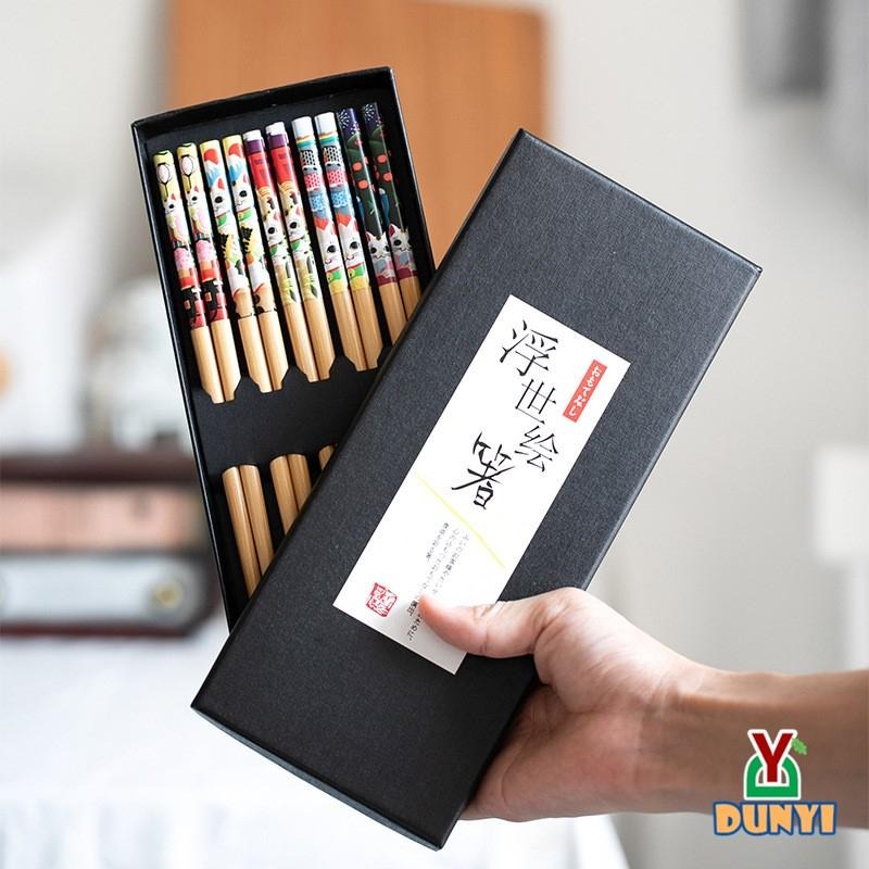 【惇毅本舖-日式禮盒】和風印花筷子禮盒 天然竹筷子 防霉竹筷 高山楠竹筷 五雙入筷子禮盒-細節圖6