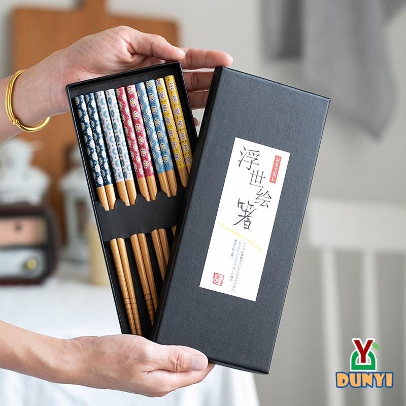 【惇毅本舖-日式禮盒】和風印花筷子禮盒 天然竹筷子 防霉竹筷 高山楠竹筷 五雙入筷子禮盒-細節圖9