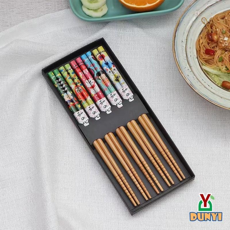 【惇毅本舖-日式禮盒】和風印花筷子禮盒 天然竹筷子 防霉竹筷 高山楠竹筷 五雙入筷子禮盒-細節圖10