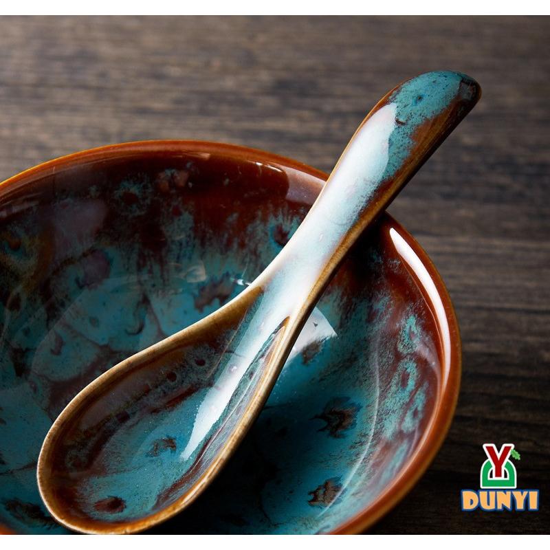 【惇毅本舖】日式陶瓷窯變湯匙 手工上釉 復古陶瓷湯匙 飯店餐廳湯勺-細節圖3
