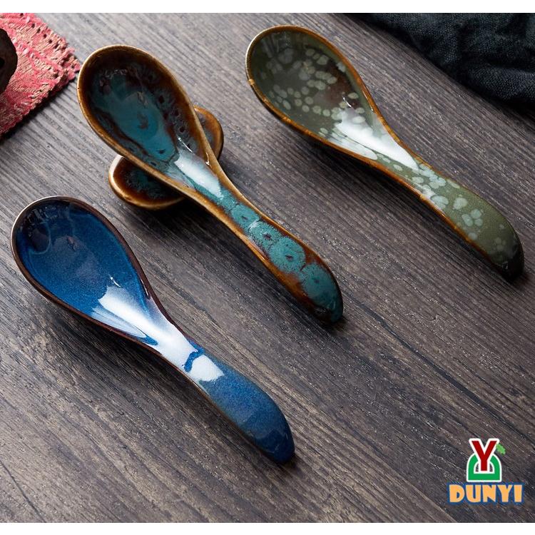 【惇毅本舖】日式陶瓷窯變湯匙 手工上釉 復古陶瓷湯匙 飯店餐廳湯勺-細節圖4