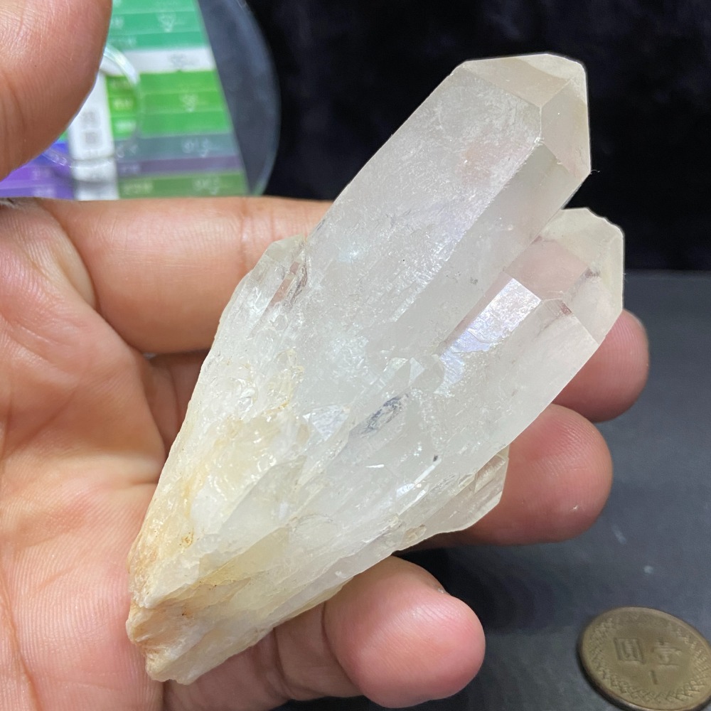 晶簇-白晶簇重136.8g(附實木底座）-細節圖4