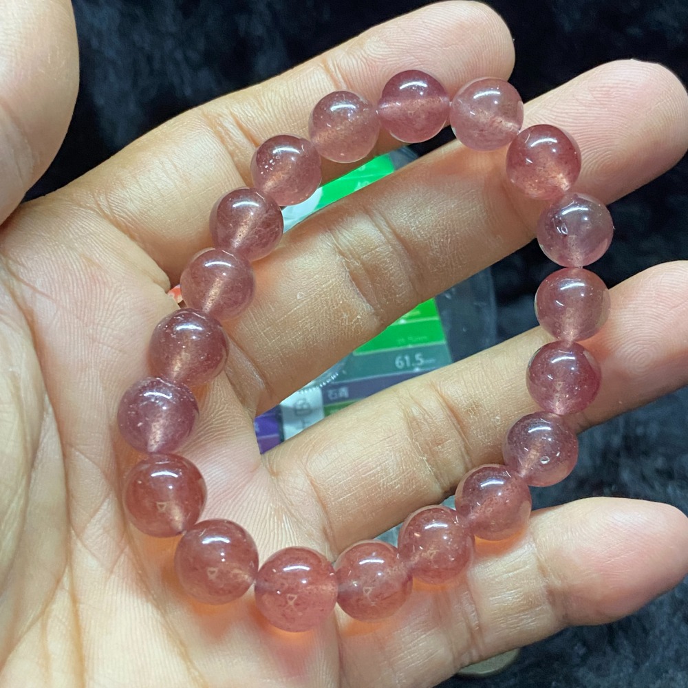 草莓晶（紅）10mm手珠重28.1g-細節圖2