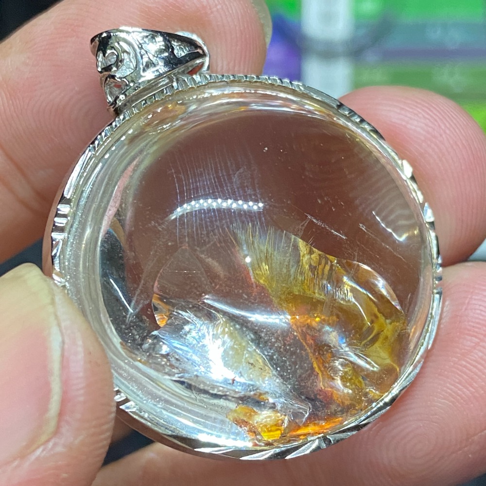 吊墜-黃膠花26.8g附925銀鎖骨鍊-細節圖2