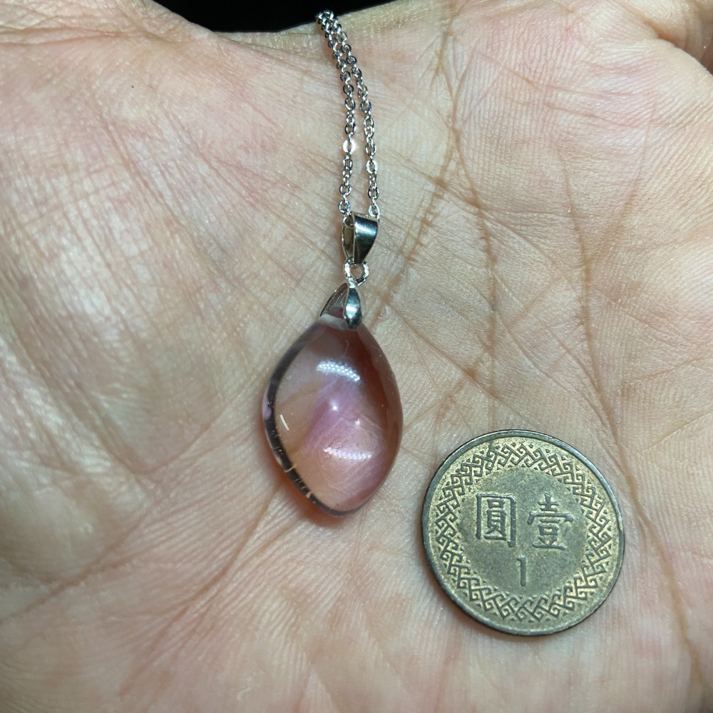 紫黃晶墜+925銀扣頭及鎖骨鍊重4.97g-細節圖4