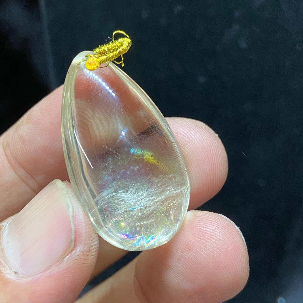 吊墜-白水晶水滴型彩虹光12.3g-細節圖3