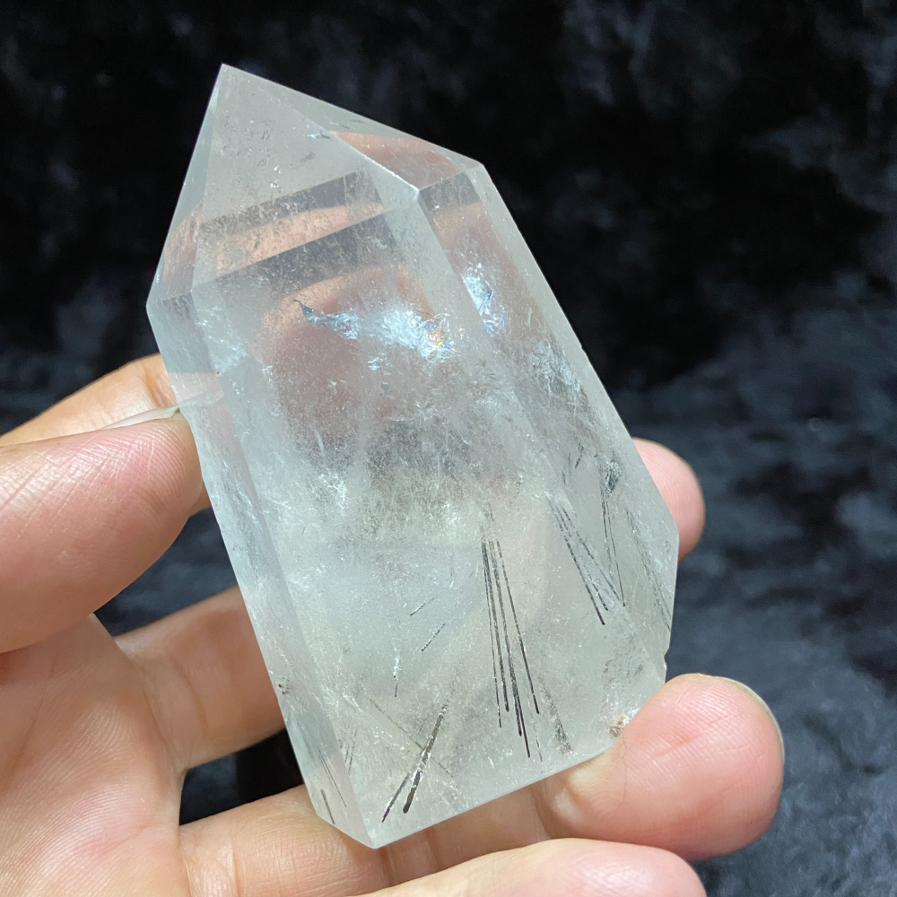 黑髮晶柱含座高110.9mm重242.2g-細節圖2