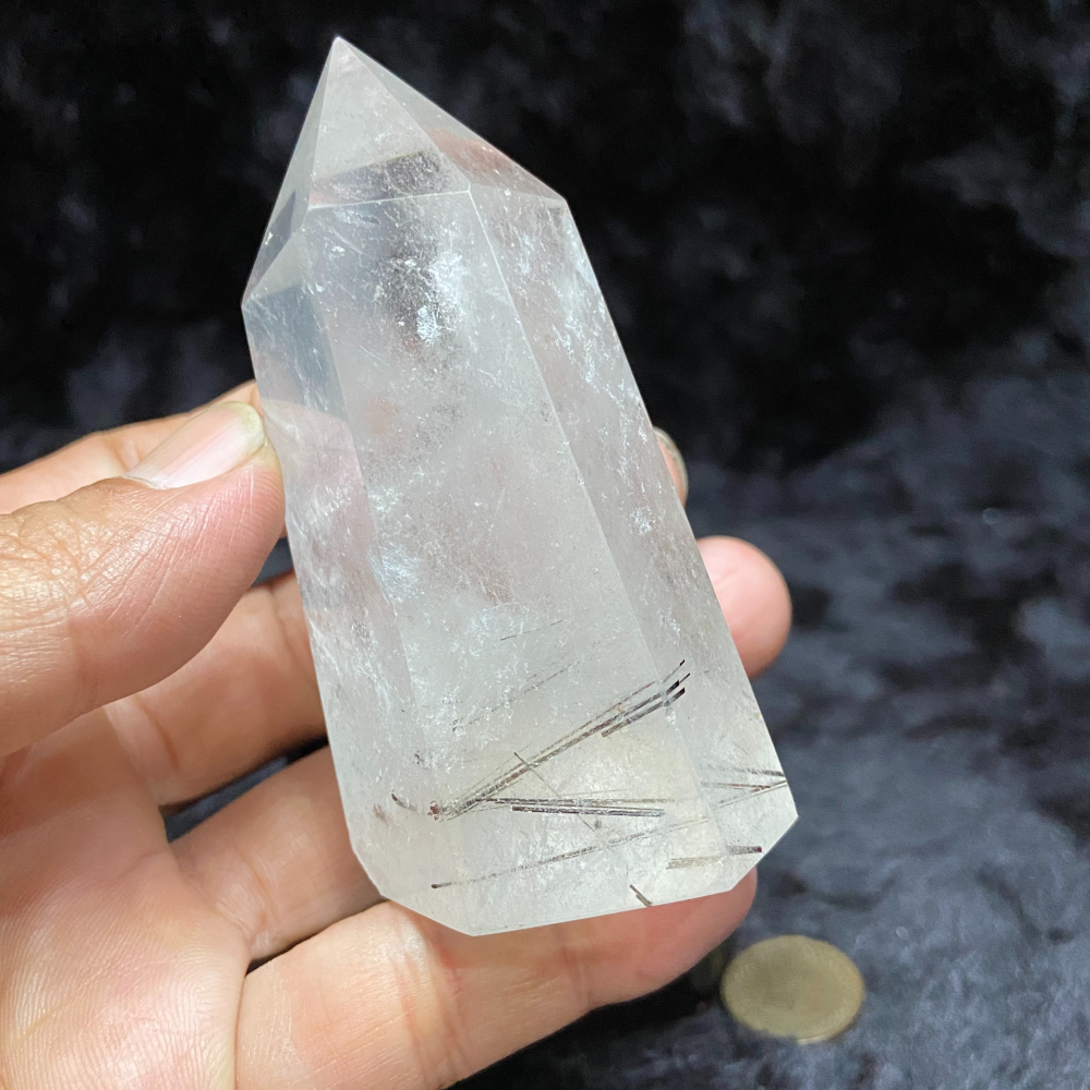 黑髮晶柱含座高110.9mm重242.2g-細節圖5