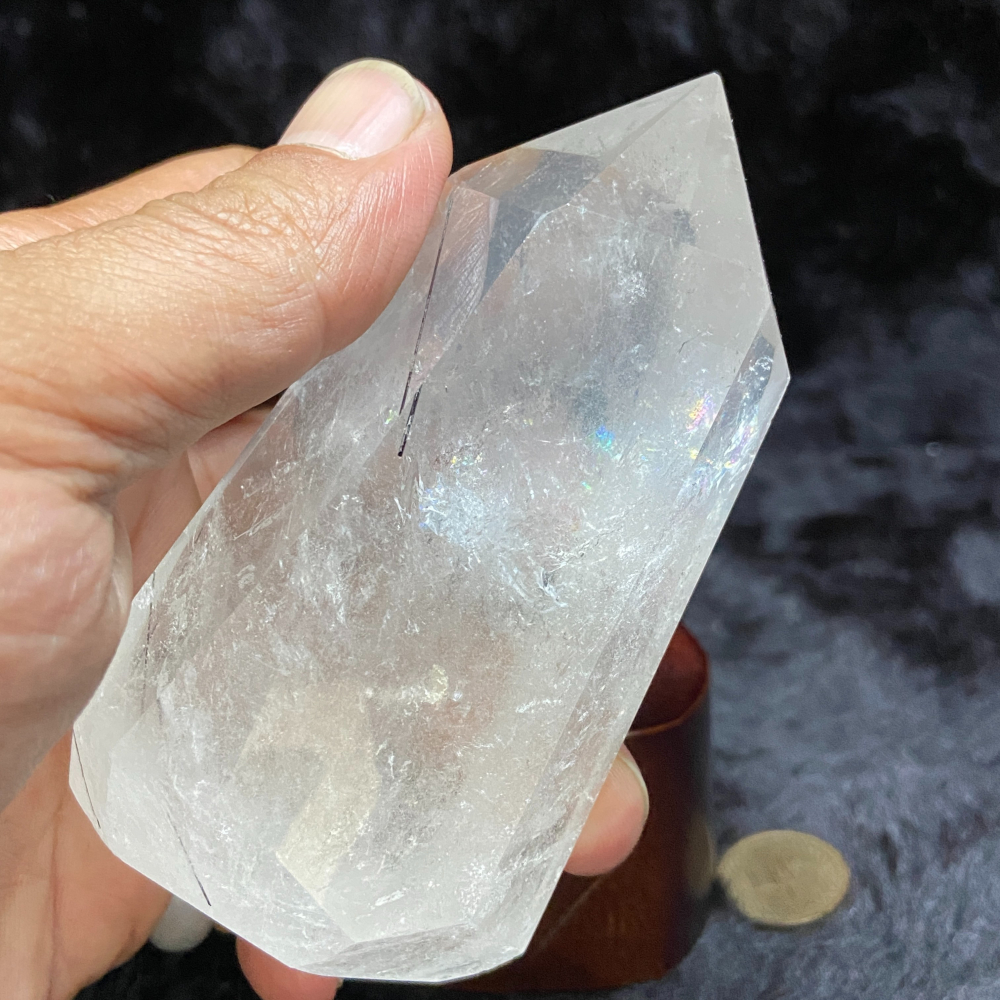 黑髮晶柱含座高125.8mm重329.3g-細節圖2