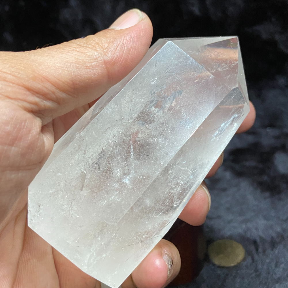黑髮晶柱含座高125.8mm重329.3g-細節圖3
