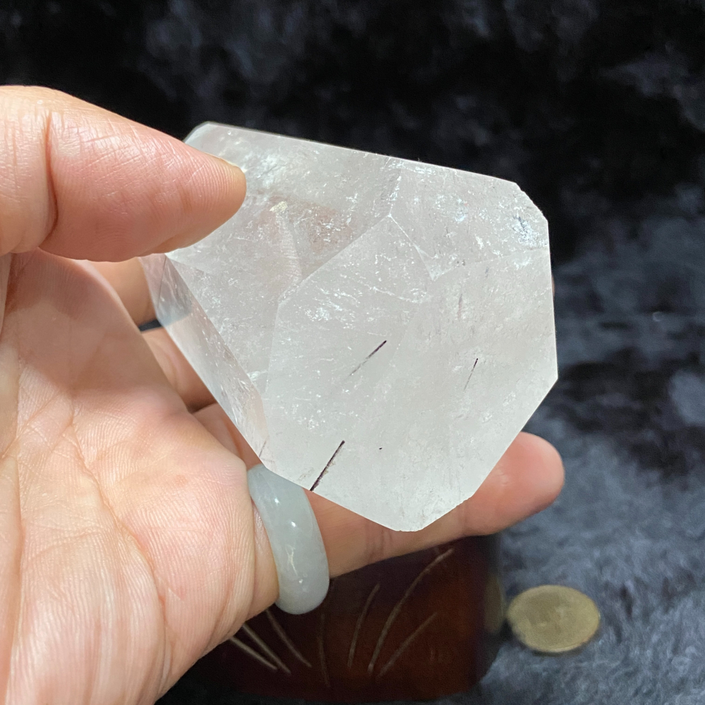 黑髮晶柱含座高125.8mm重329.3g-細節圖4