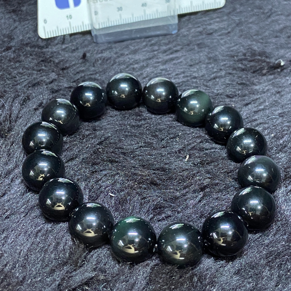 彩虹黑曜石12mm手珠36.5g-細節圖5