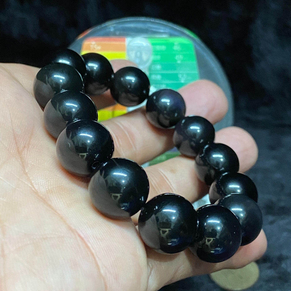 彩虹黑曜石14mm手珠（貓眼效應）-細節圖6