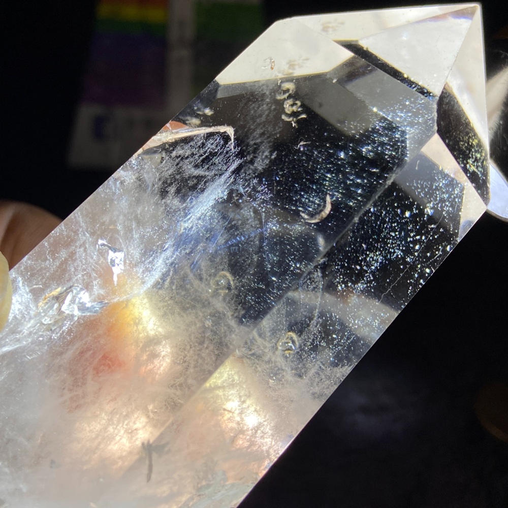 白水晶柱帶藍針含座高155.6mm重420.0g-細節圖2