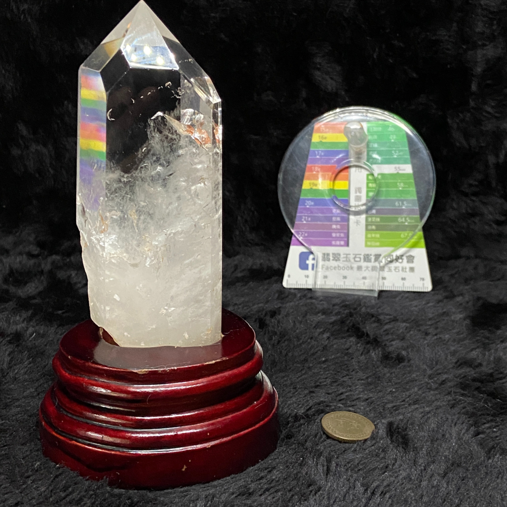 白水晶柱帶藍針含座高155.6mm重420.0g-細節圖5