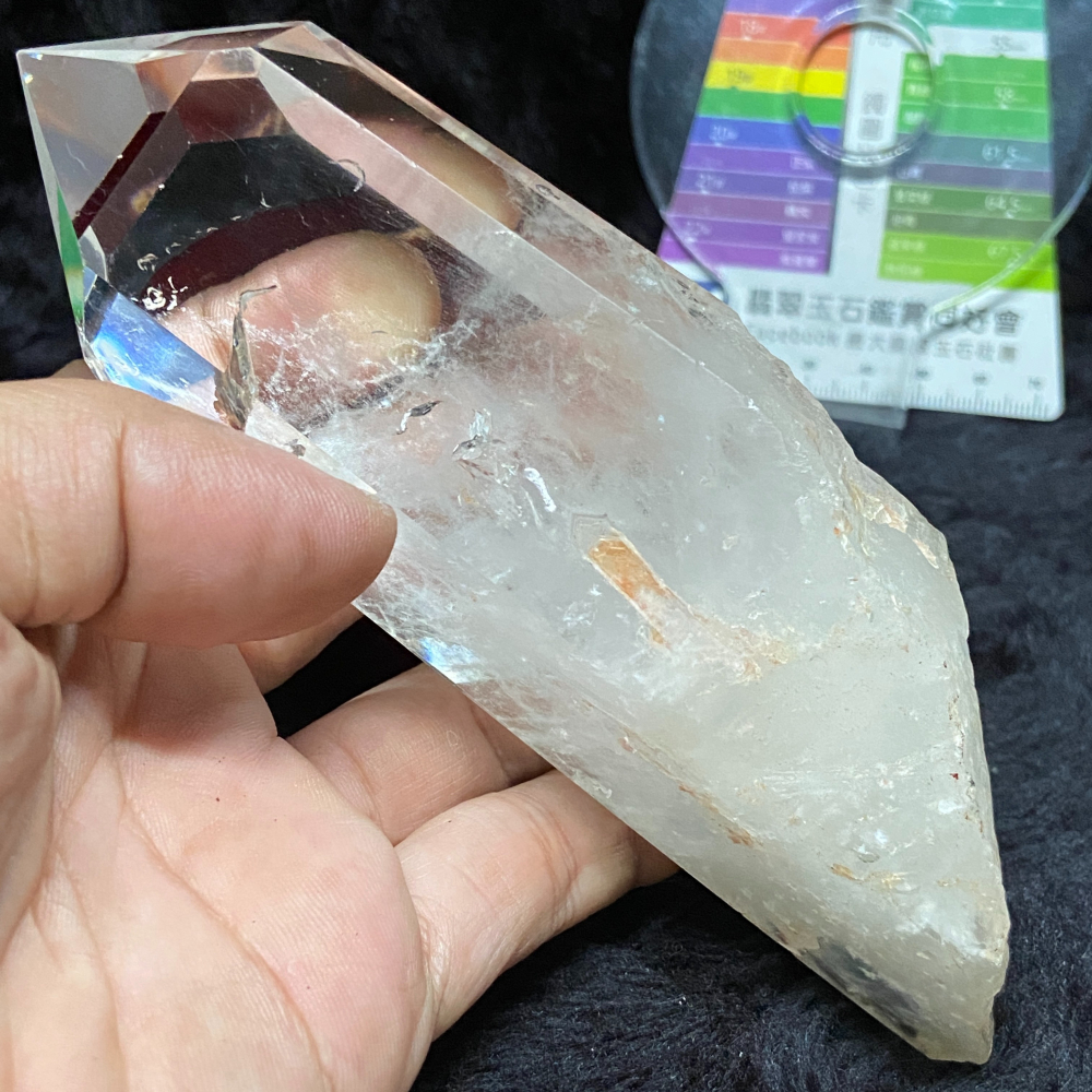 白水晶柱帶藍針含座高155.6mm重420.0g-細節圖7