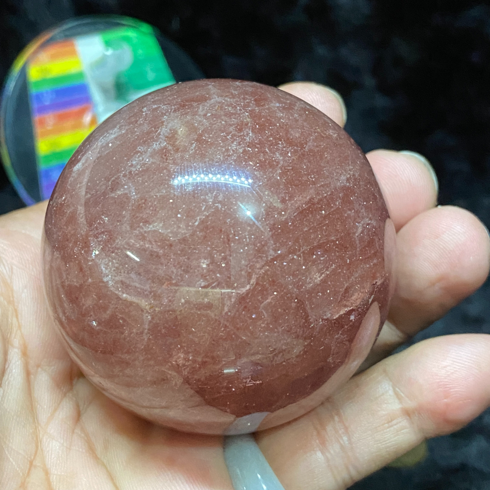 草莓晶水晶球（紅）61.4mm重321.3g-細節圖4