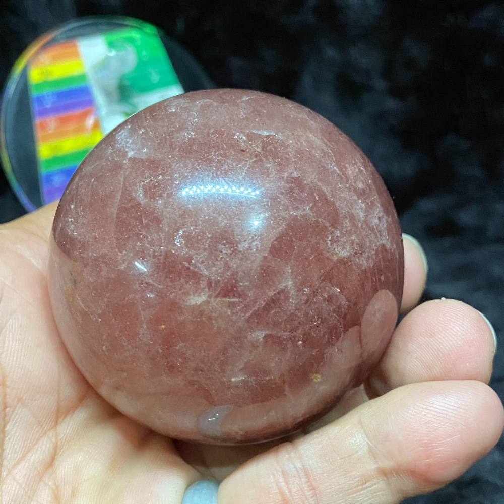 草莓晶水晶球（紅）61.4mm重321.3g-細節圖5