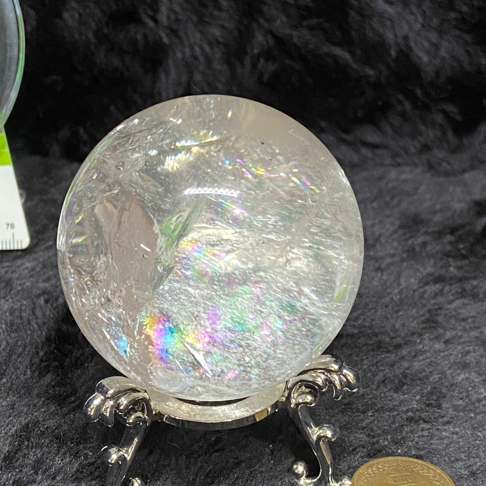白水晶球56.7mm重252.1g彩虹光-細節圖4