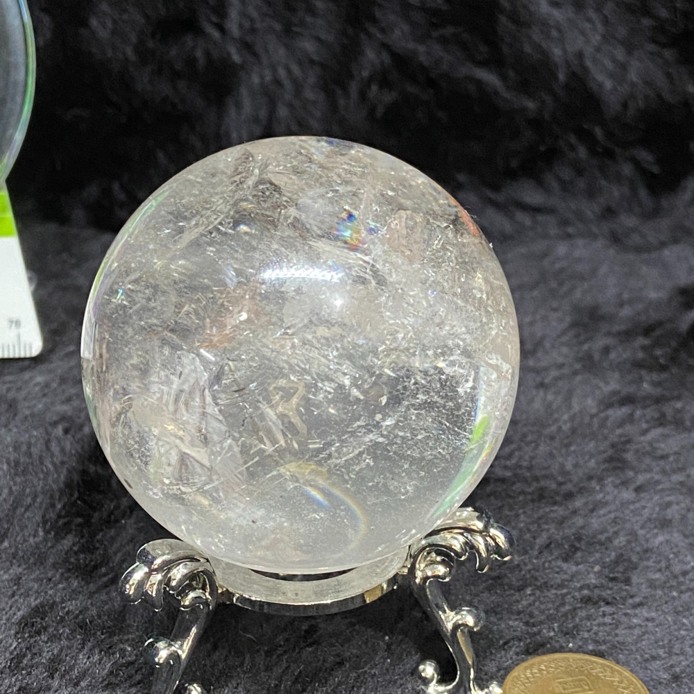 白水晶球56.7mm重252.1g彩虹光-細節圖5