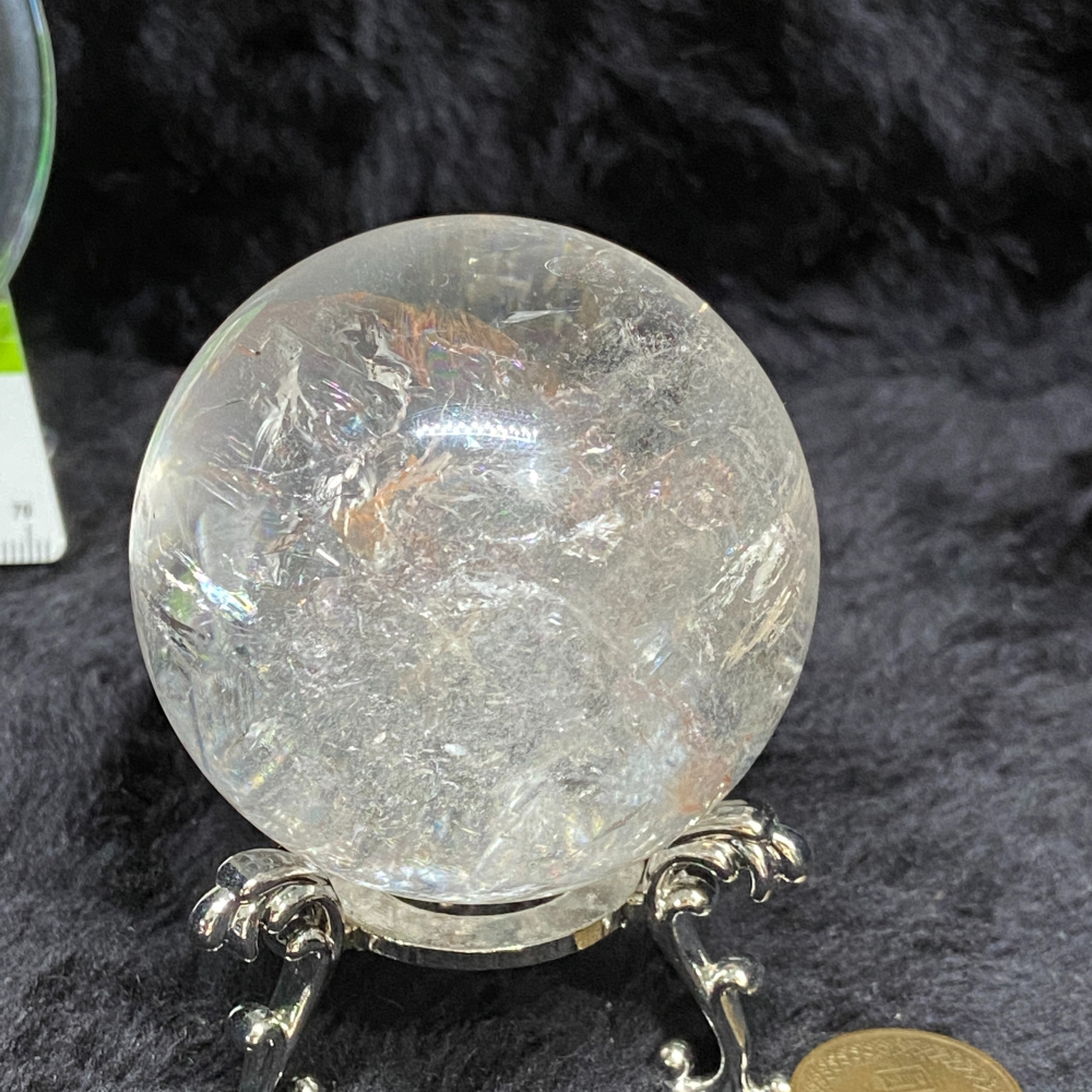 白水晶球56.7mm重252.1g彩虹光-細節圖6