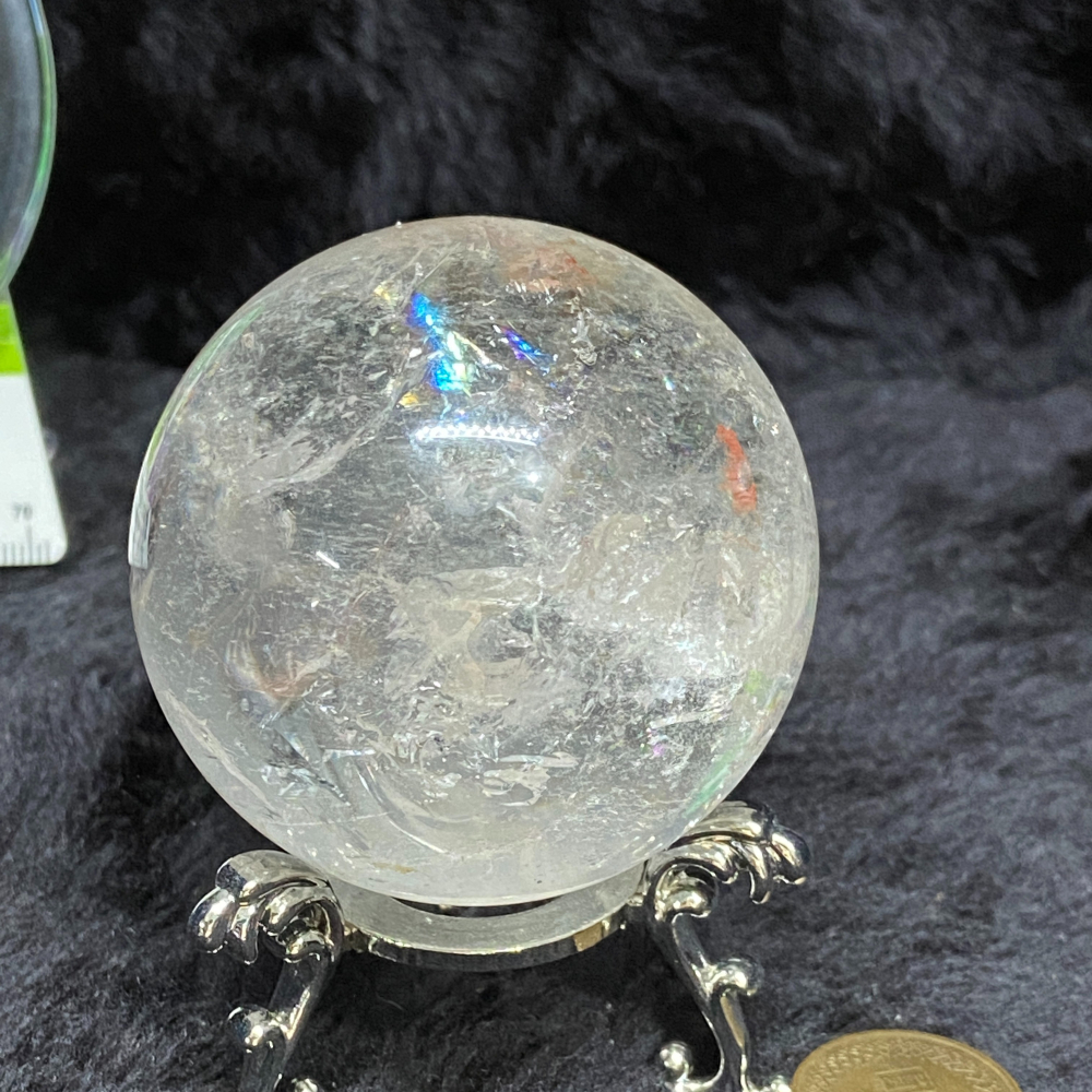 白水晶球56.7mm重252.1g彩虹光-細節圖9