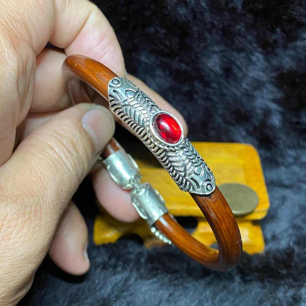 藏銀款雞血藤鐲7.4mm鐲寬67.6mm-細節圖4