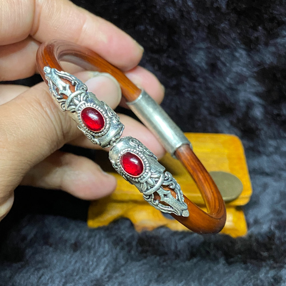 藏銀款雞血藤鐲7.4mm鐲寬67.6mm-細節圖5