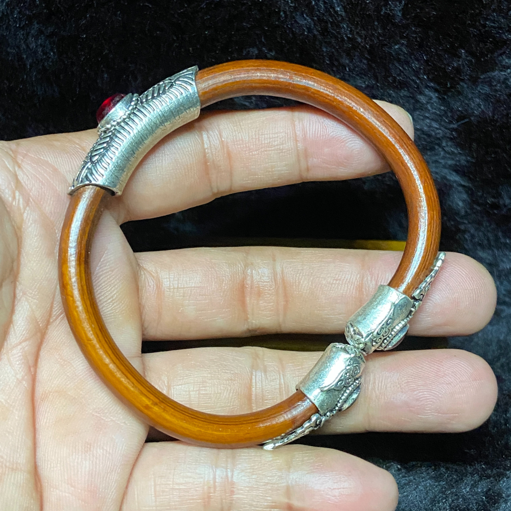 藏銀款雞血藤鐲7.4mm鐲寬67.6mm-細節圖6