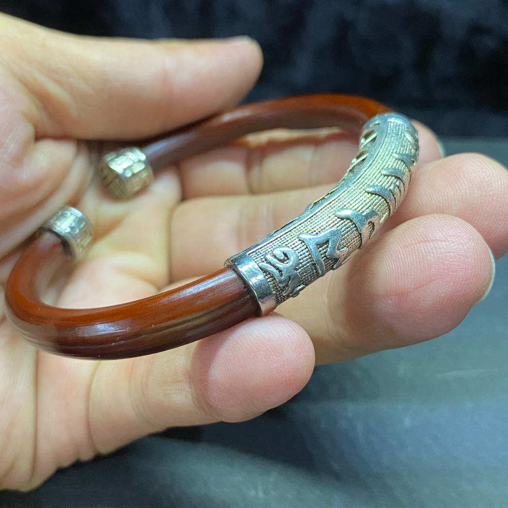 藏銀款雞血藤鐲6.9mm鐲寬63.9mm-細節圖3