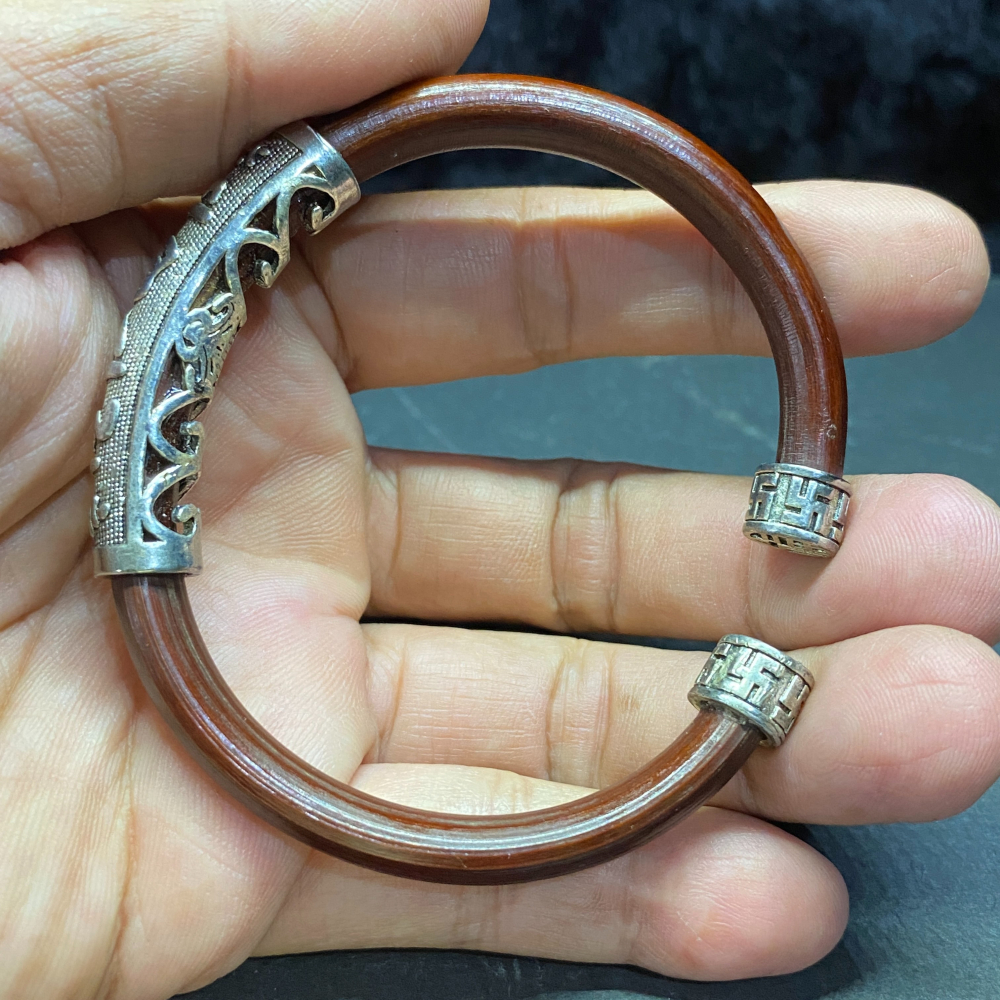 藏銀款雞血藤鐲6.9mm鐲寬63.9mm-細節圖4