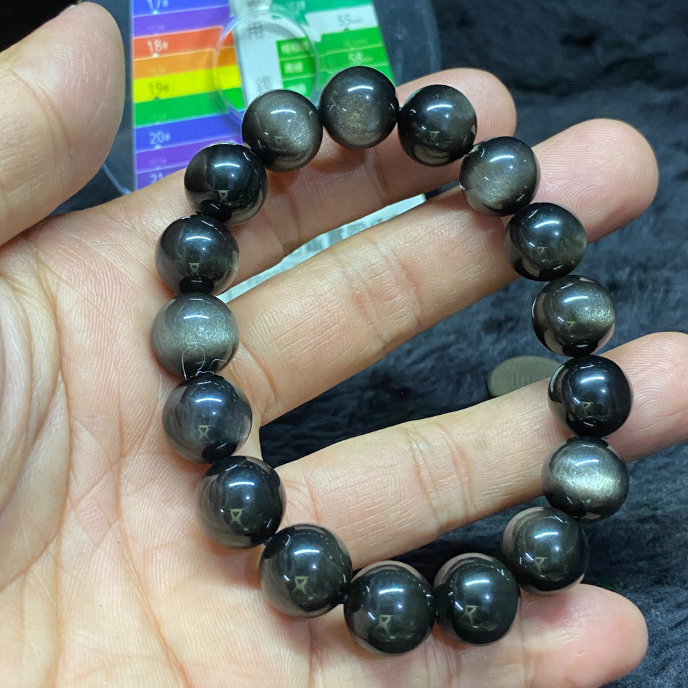 銀曜石12mm手珠40.5g-細節圖5
