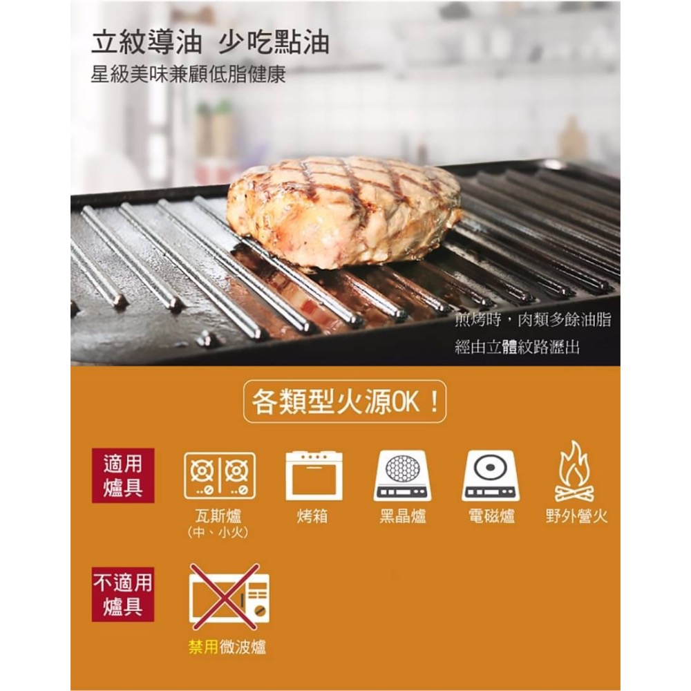 萬用雙面鑄鐵煎烤盤3件組(電磁爐適用)-細節圖2