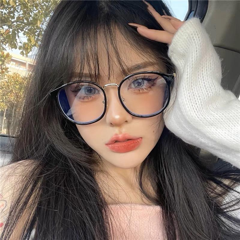 MyWa™️韓系文青大圓框眼鏡 黑框透明框綠框 當季穿搭明星同款 自拍網紅必備配件-細節圖2