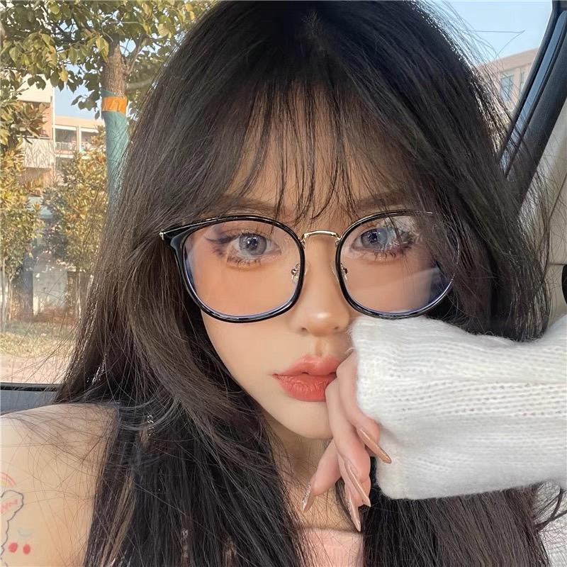 MyWa™️韓系文青大圓框眼鏡 黑框透明框綠框 當季穿搭明星同款 自拍網紅必備配件-細節圖4