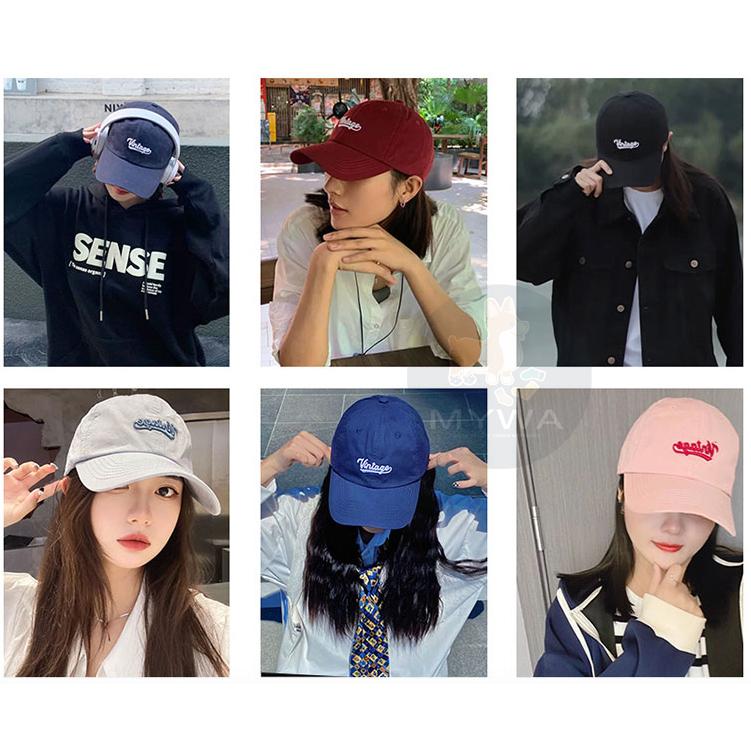 MyWa™️軟頂英文百搭棒球帽 VINTAGE刺繡字母鴨舌帽 男女通用新款潮流帽 H14-細節圖4