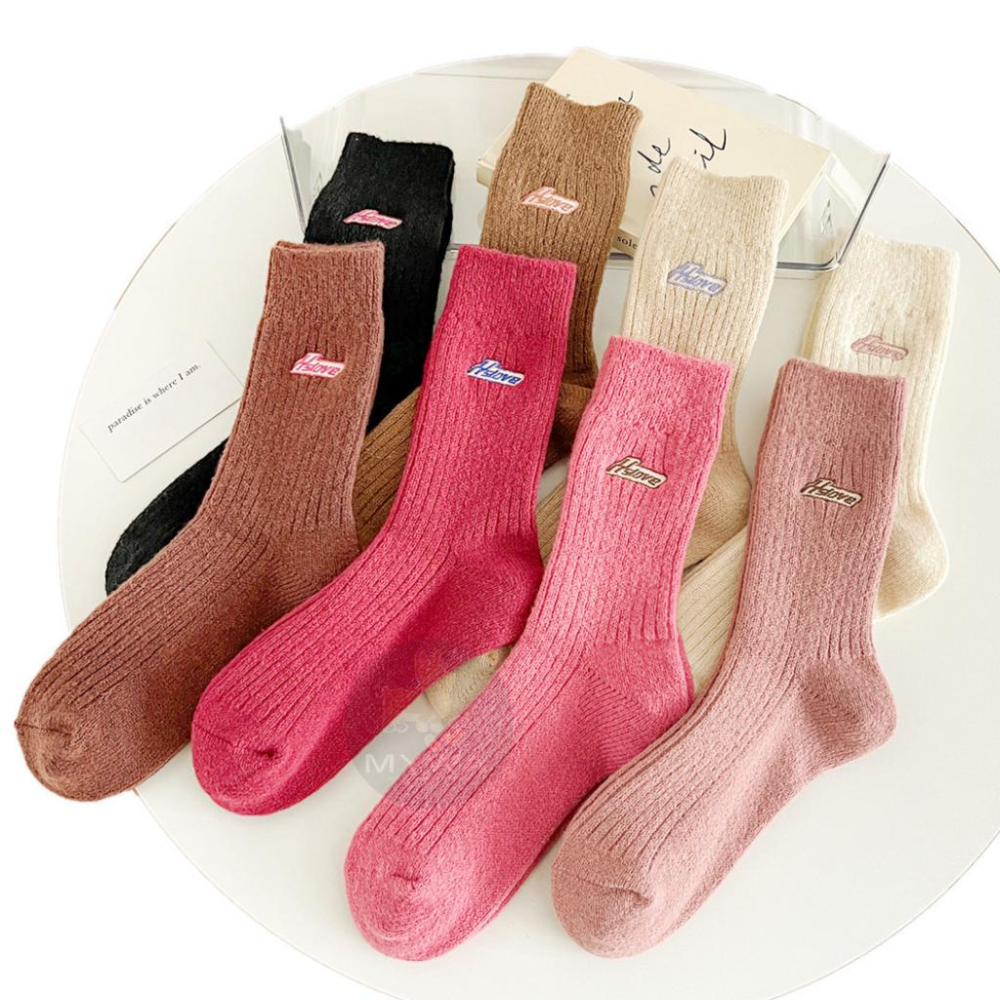 MyWa™️保暖襪系列 經典素色加厚毛圈襪 羊毛襪 女生長襪 當季百搭款 W60-細節圖8