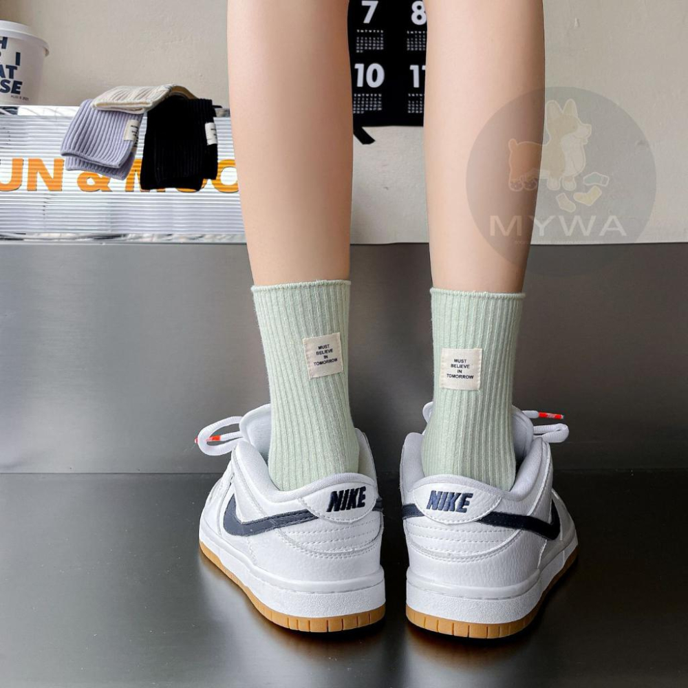 MyWa™️經典熱銷款馬卡龍女生長襪 中筒襪 捲捲襪 素色百搭舒適透氣W65-細節圖6