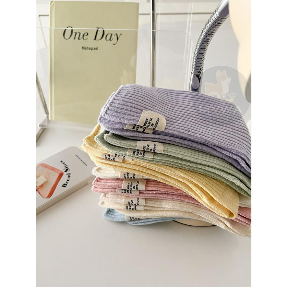 MyWa™️經典熱銷款馬卡龍女生長襪 中筒襪 捲捲襪 素色百搭舒適透氣W65-細節圖7