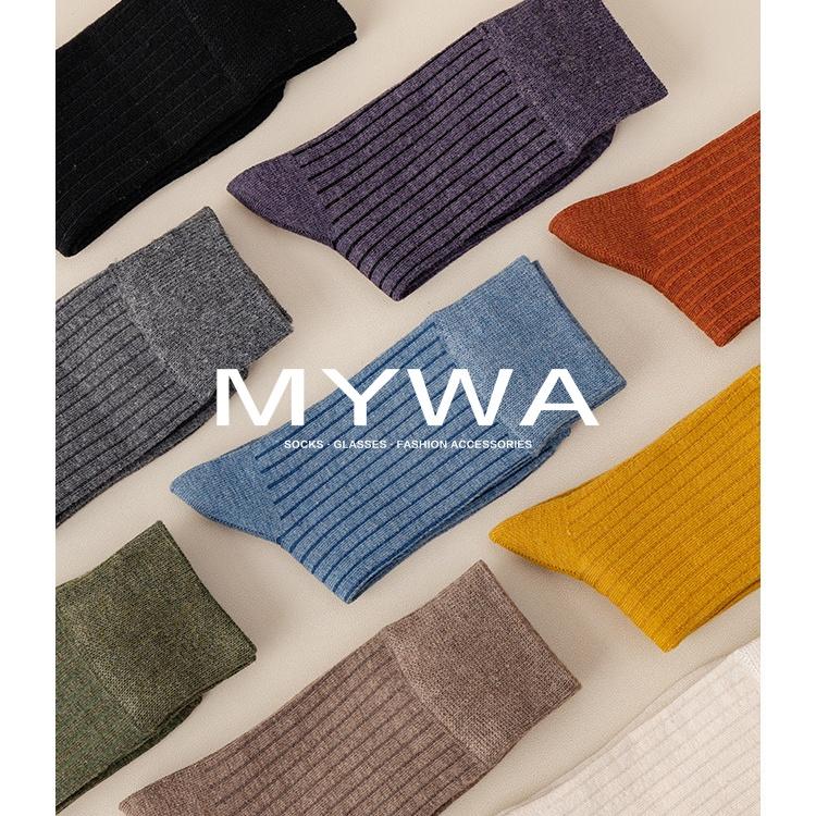 MyWa™️女生襪子系列 韓版莫蘭迪色長襪 時尚純色中筒棉襪素面襪款現貨 W45-細節圖2
