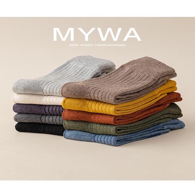 MyWa™️女生襪子系列 韓版莫蘭迪色長襪 時尚純色中筒棉襪素面襪款現貨 W45-細節圖3