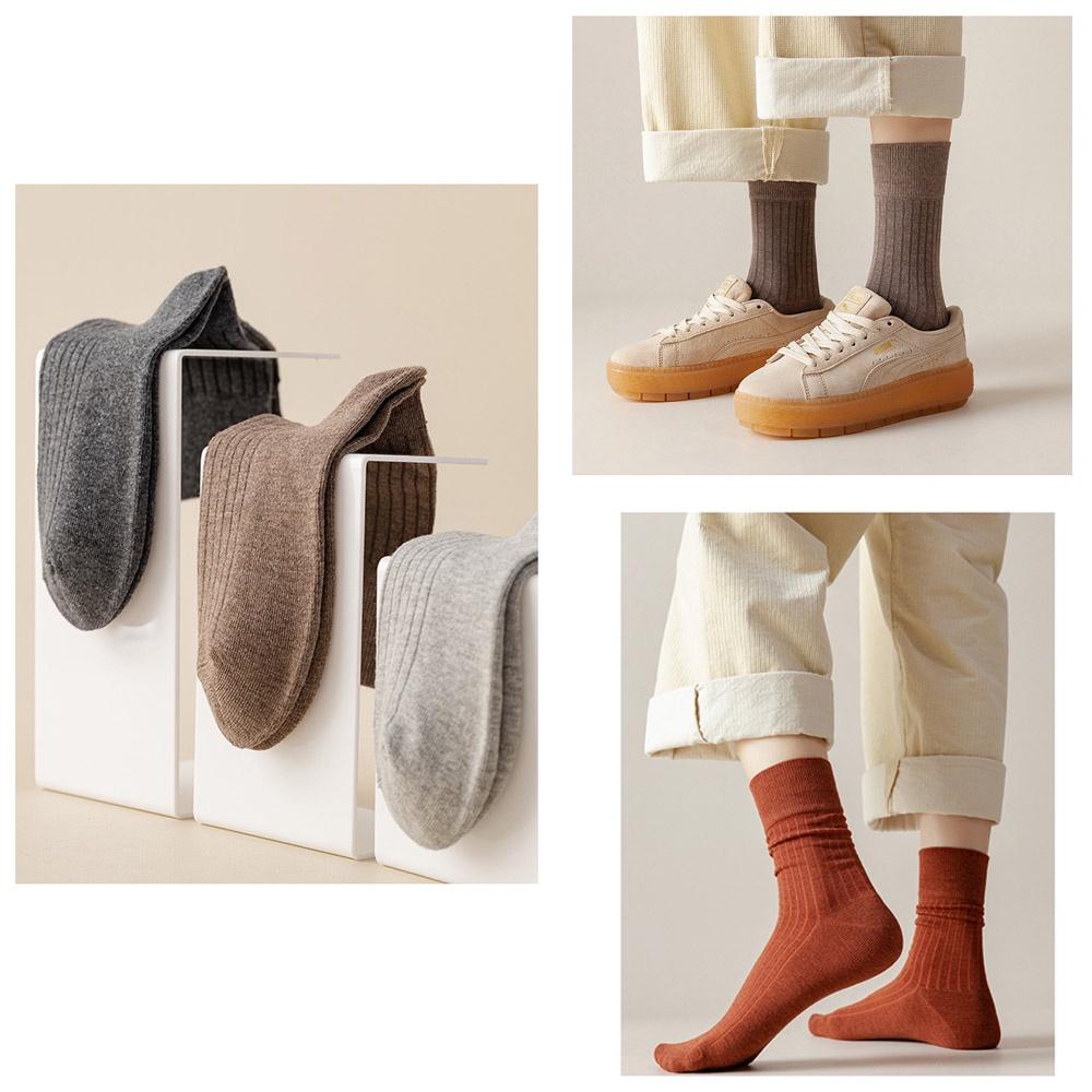 MyWa™️女生襪子系列 韓版莫蘭迪色長襪 時尚純色中筒棉襪素面襪款現貨 W45-細節圖5