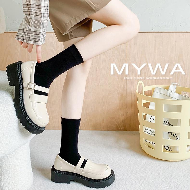 MyWa™️ 奶茶色襪子女韓系無痕堆堆襪 女生長襪 素色襪中筒襪秋冬百搭配件 W51-細節圖2
