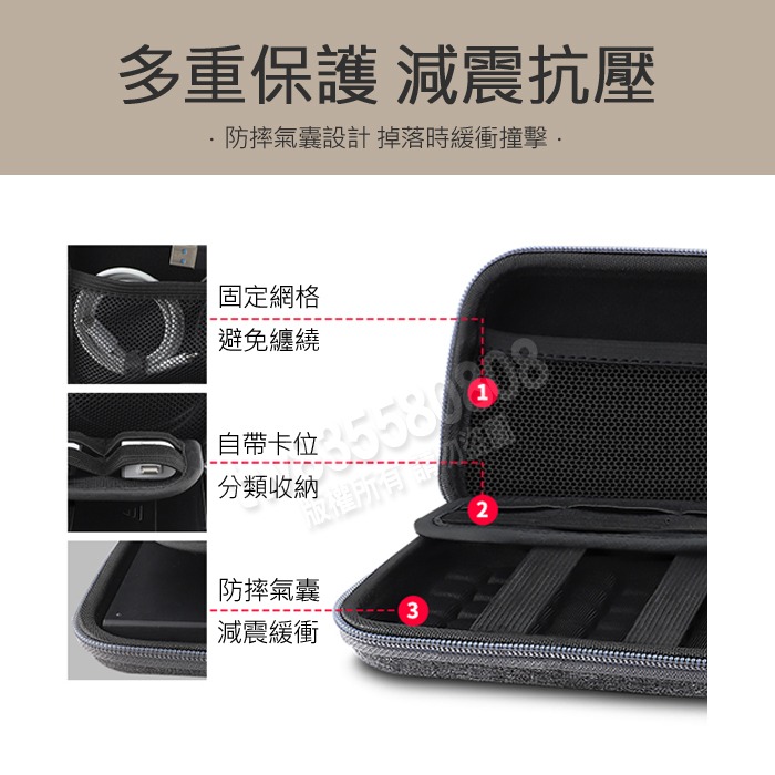 氣囊式 硬碟收納包 2.5吋 硬碟包 硬盤包 外接硬碟收納包 防水 減震 行動電源包 收納包 保護包 防震包 硬殼包-細節圖2