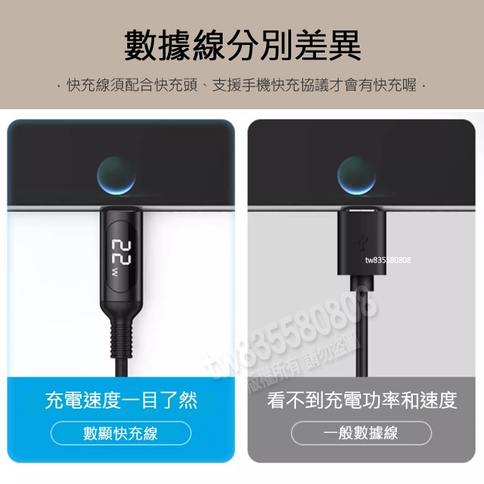 台灣出貨 快充數據線 充電線 數顯快充線 PD 100W 27W 快充線 傳輸線 智能數顯 USB充電線 1米2 快充-細節圖4