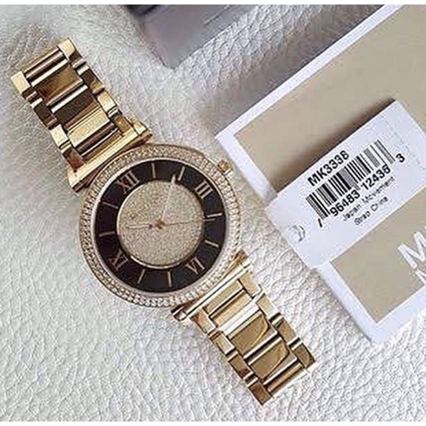 Michael Kors mk3338 mk3339 金色 玫瑰金 羅馬 黑色 錶盤 水鑽 時尚錶 mk 手錶 mk 錶-細節圖4