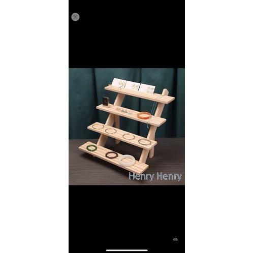 🎁HENRY百貨🎁實木階梯多用架 飾品擺設架 耳飾架  耳環架 擺攤 台灣現貨 呈列架 展示架 盆栽 多功能 藝術品-細節圖2