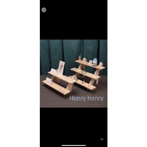 🎁HENRY百貨🎁實木階梯多用架 飾品擺設架 耳飾架  耳環架 擺攤 台灣現貨 呈列架 展示架 盆栽 多功能 藝術品-細節圖3